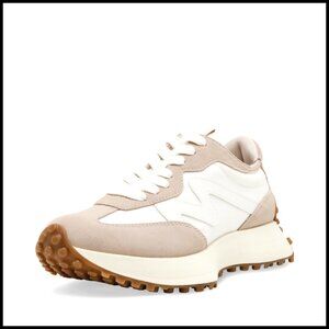 Platform Sneakers with Wide Tread Sole, Laced Closure, 1.25-Inch Heel